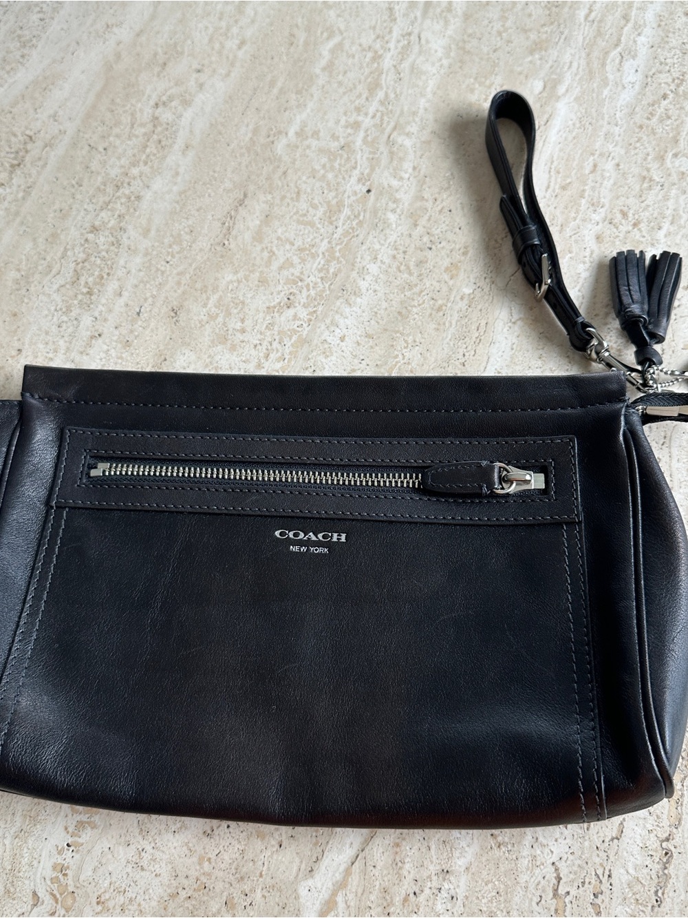 Coach Black Leather Ladies Wristlet bag
